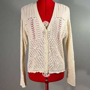 Lace Knit Cream Cardigan - XS